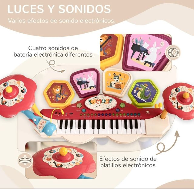 Piano Infantil 2 en 1 con Taburete