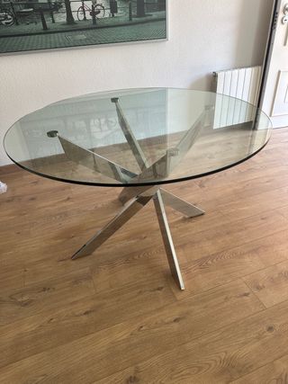Mesa cristal patas cromadas