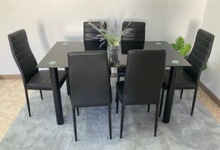 Mesa comedor con 6 Sillas en color NEGRO! 140X80