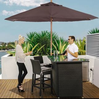 Sombrilla terraza marrón 250x230cm