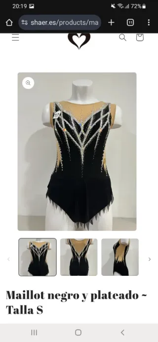 Maillot gimnasia rítmica negro plateado S nuevo