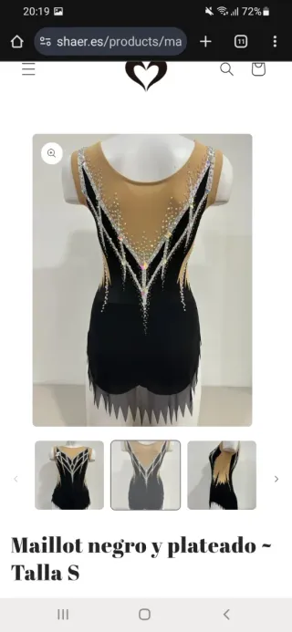 Maillot gimnasia rítmica negro plateado S nuevo