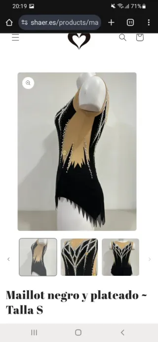 Maillot gimnasia rítmica negro plateado S nuevo