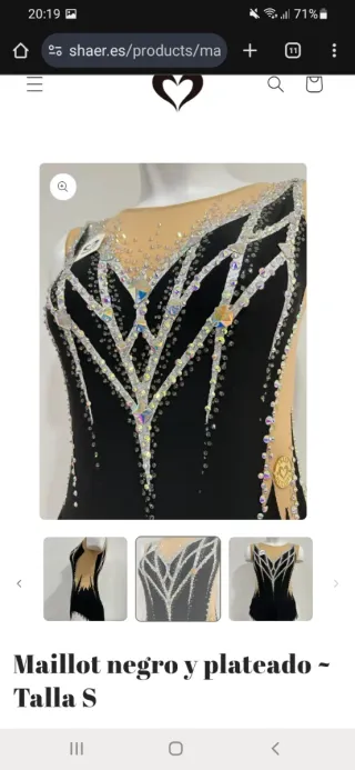 Maillot gimnasia rítmica negro plateado S nuevo