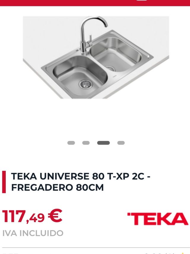 Fregadero TEKA 2 senos 80cm - Acero