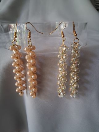 Conjunto: tocado y pendientes con esmalte, fiesta