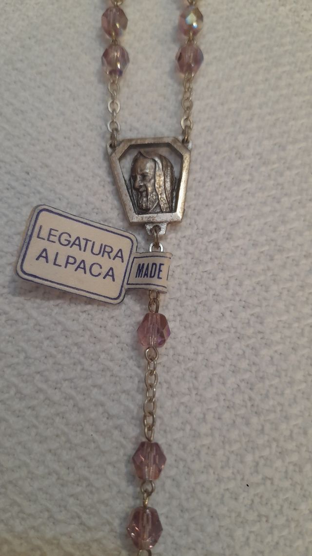 Rosario vintage rosa e argento