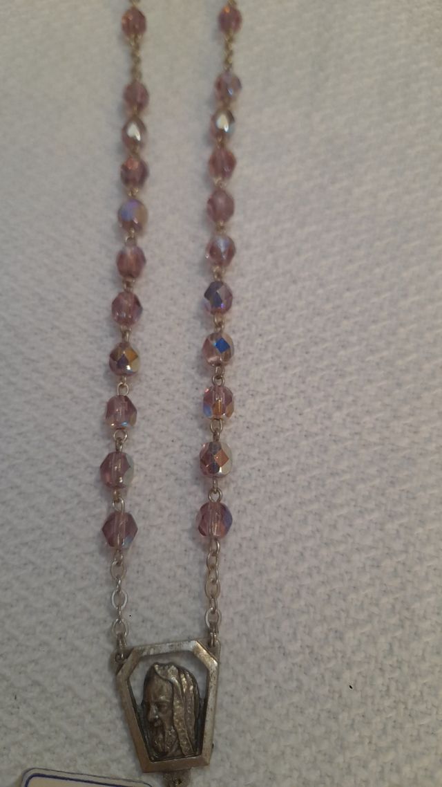 Rosario vintage rosa e argento