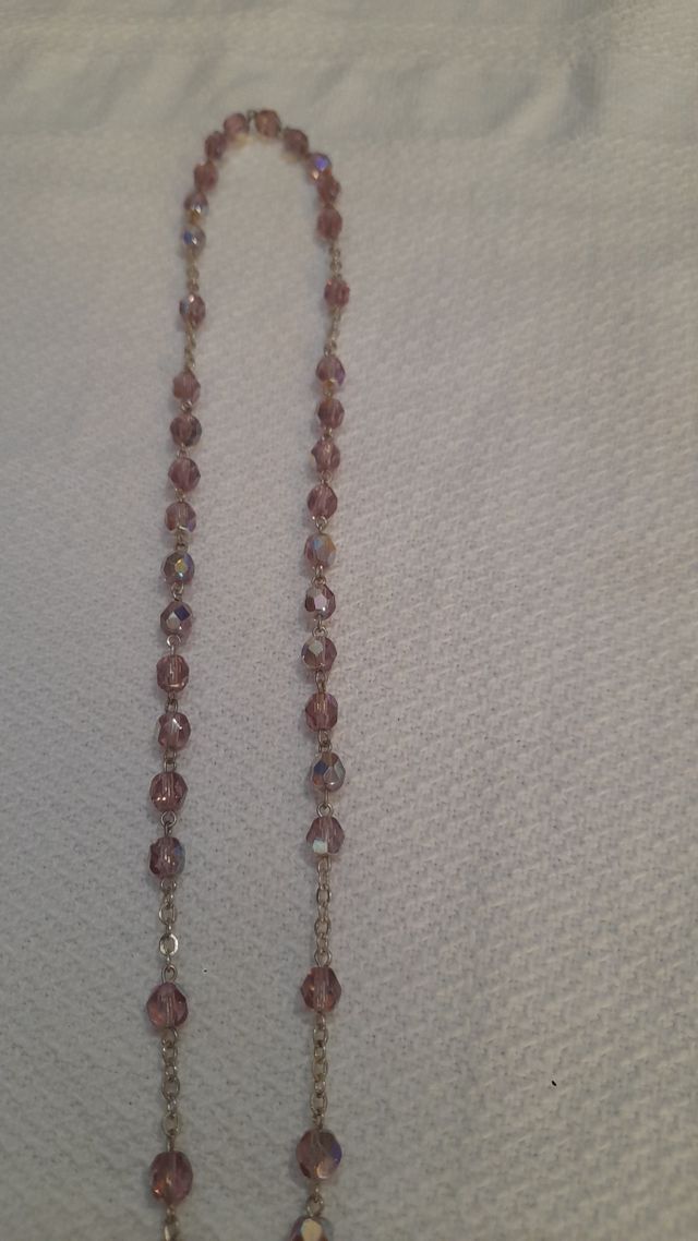 Rosario vintage rosa e argento