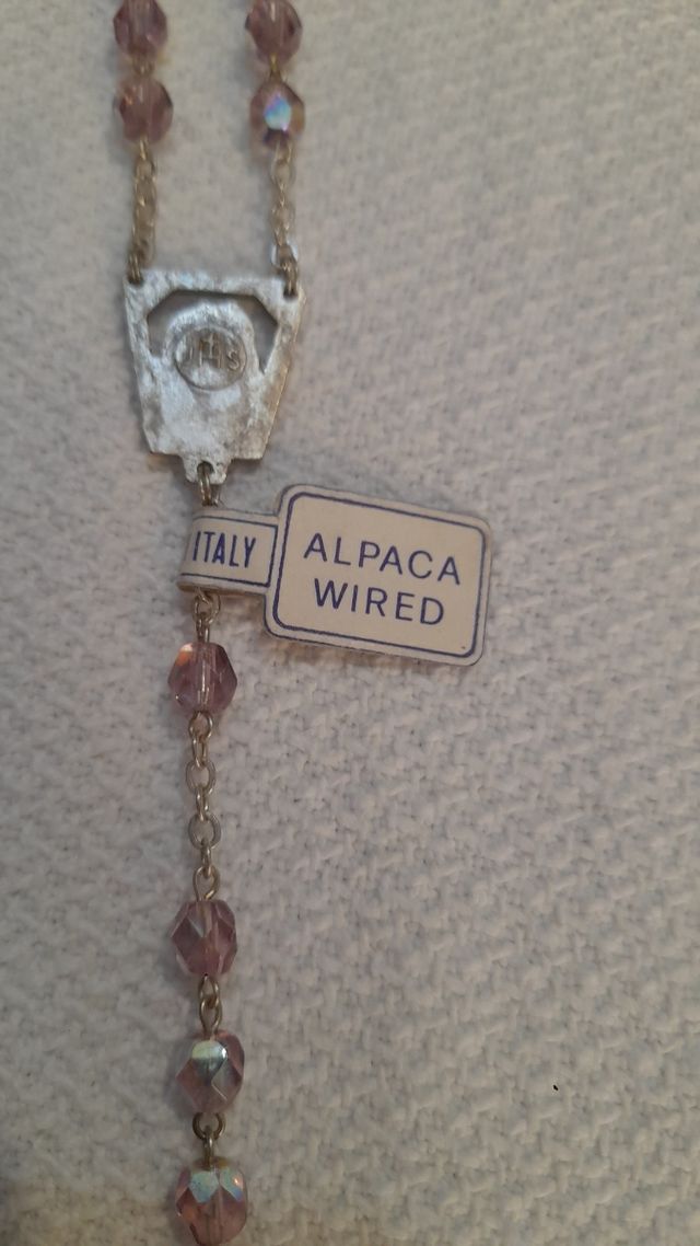 Rosario vintage rosa e argento