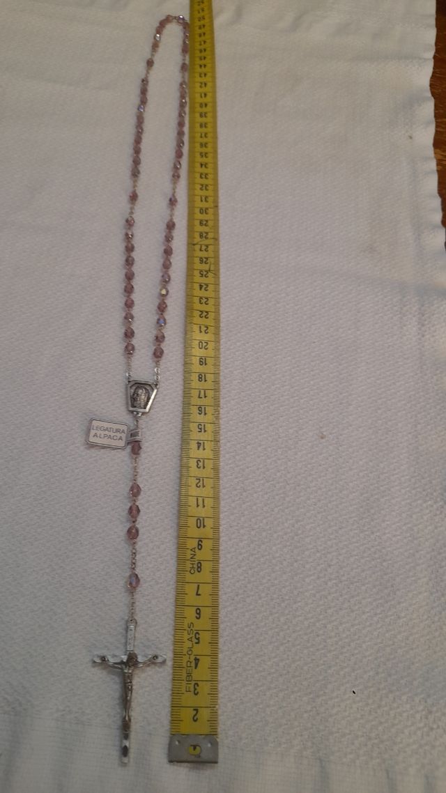 Rosario vintage rosa e argento