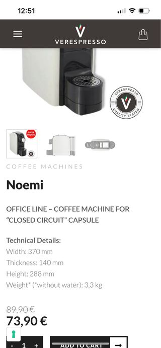 Cafetera Noemi + 290 Capsulas