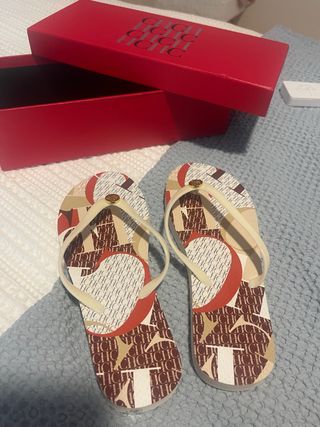 Chanclas Carolina Herrera - Beige/Rojo