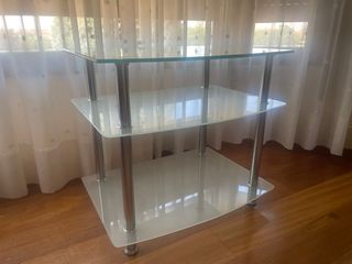 Mesa cristal acero - Auxiliar. mesa tv