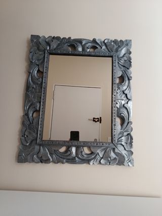 Espejo madera plateado