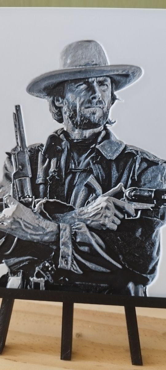 Cuadro 3D Hueforge  Clint Eastwood Western Clasico