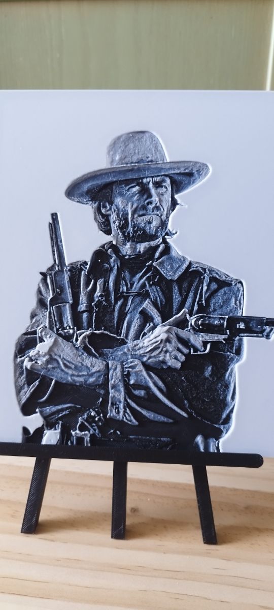 Cuadro 3D Hueforge  Clint Eastwood Western Clasico