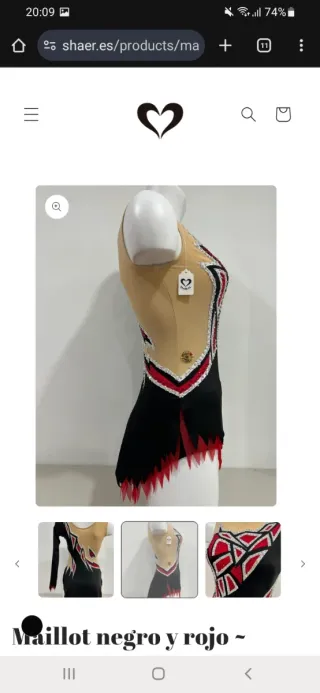 Maillot gimnasia rítmica negro rojo plata S nuevo