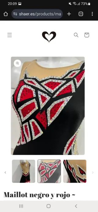 Maillot gimnasia rítmica negro rojo plata S nuevo