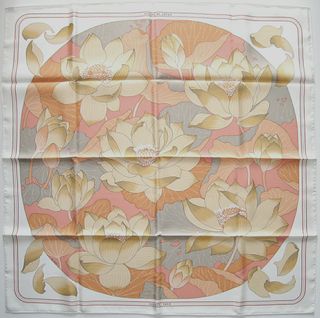 Cachecol Hermes vintage - Flores de lótus