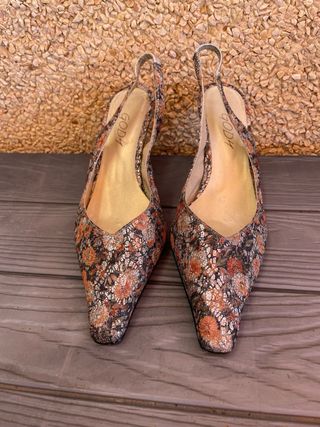 Tacones Gody vintage multicolor de punta cuadrada