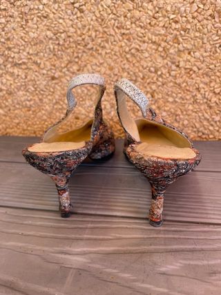 Tacones Gody vintage multicolor de punta cuadrada