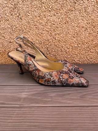 Tacones Gody vintage multicolor de punta cuadrada