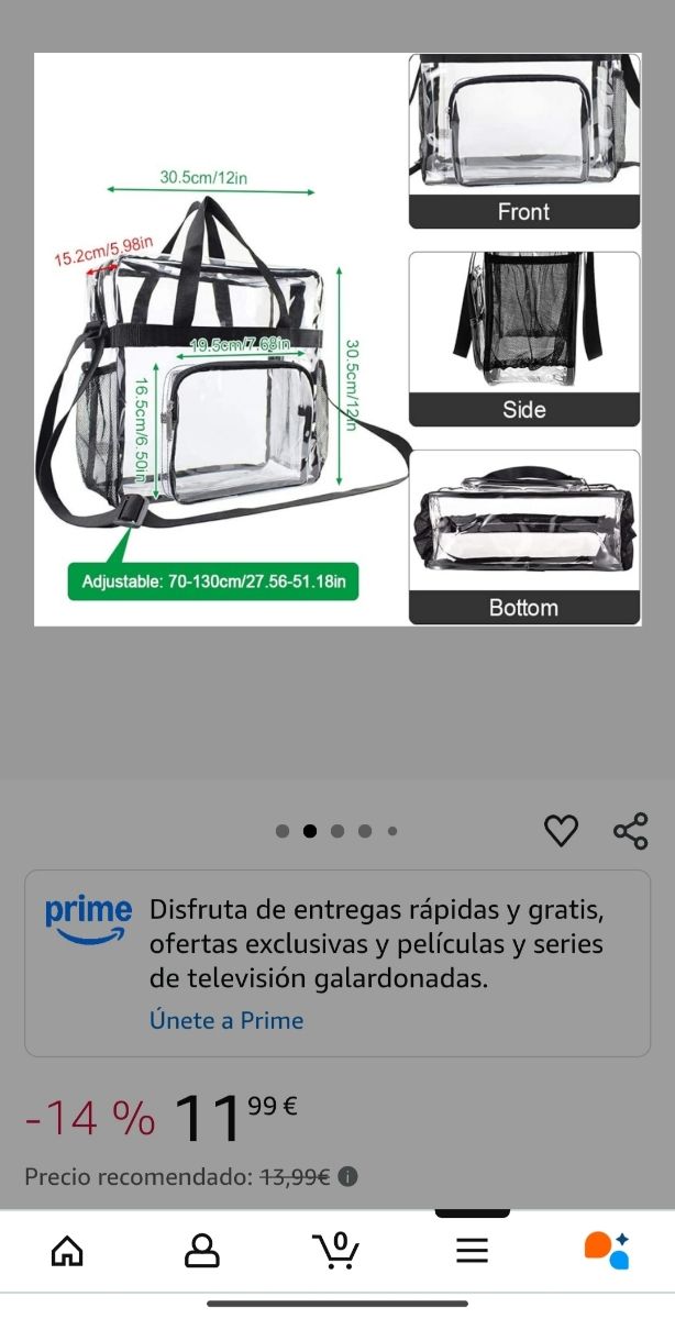 Bolsa transparente negra asa