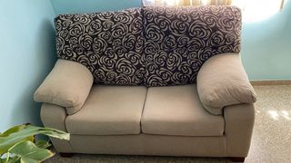 Sofá 2 plazas beige y marrón