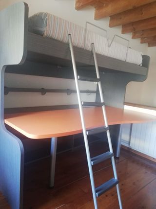 Litera juvenil con escritorio - Gris/Naranja