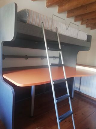 Litera juvenil con escritorio - Gris/Naranja