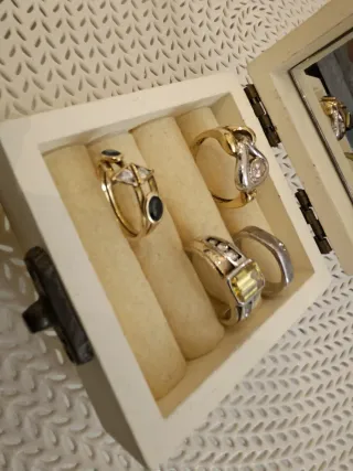 4 anillos plata + joyero