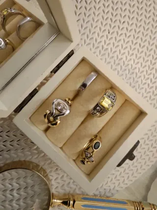 4 anillos plata + joyero