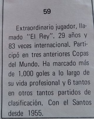 Cromo Pelé Brasil 1970, editorial Machado.