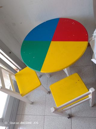 Mesa y sillas infantiles de madera de niños 