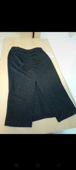 Falda negra midi brillo ✨