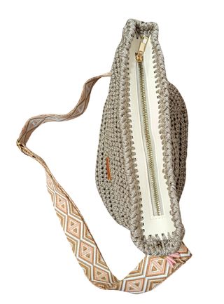 Bolso crochet macramé beige -  bandolera