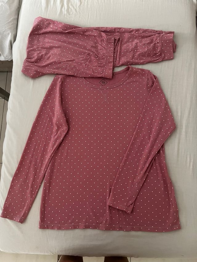 Pijama Tex - puntos rosa