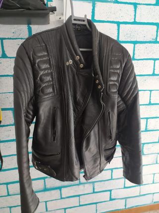 Chaqueta cuero negra hombre