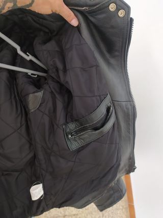 Chaqueta cuero negra hombre