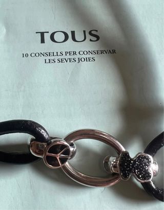 Collar TOUS piel negra plata
