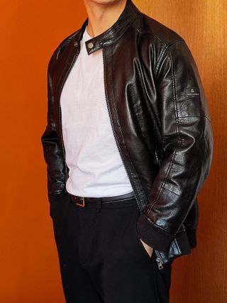 Chaqueta de Cuero Negra Talla M