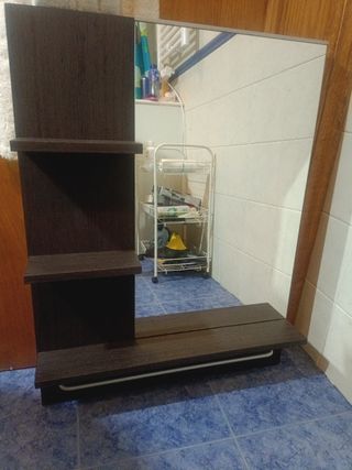 Espejo baño con estantes - Marrón