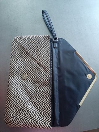 Bolso mano beige-negro