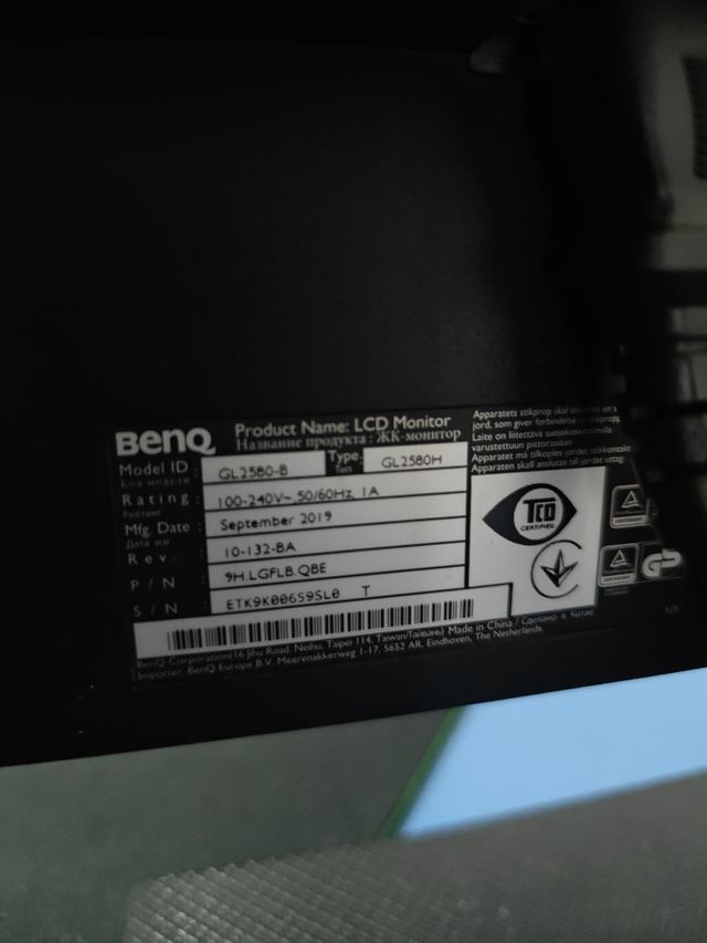 Monitor Benq GL2580-B Negro, en perfecto estado.