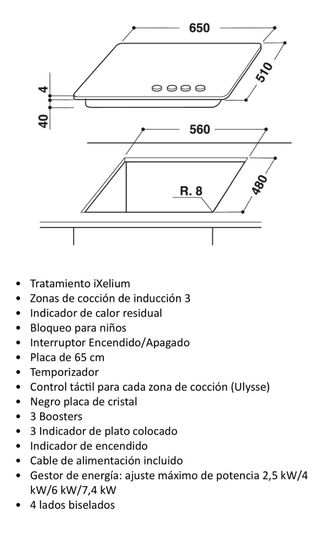 Placa inducción Whirlpool ixelium