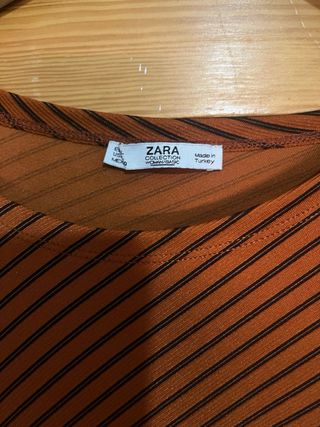 Vestido midi Zara rayas marrón caldera