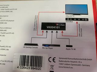 Conmutador HDMI FeinTech 4x1 eARC
