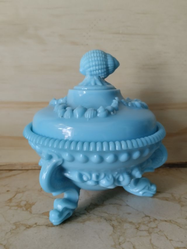 Juego opalina azul vintage