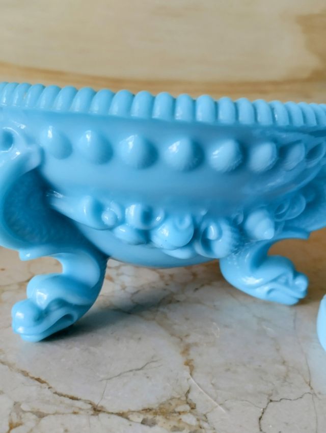 Juego opalina azul vintage